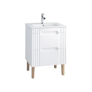 Set dulap de baie cu lavoar si sifon, 60 cm Lava, Fiji White, Comad, MDF/PAL laminat, alb 6754 imagine
