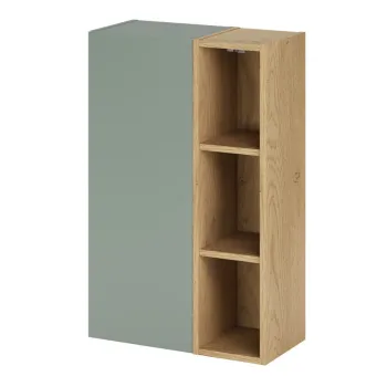 Set dulap suspendat pentru baie, 20x80 cm, Aster Green, Comad, PAL laminat, verde mat/stejar cremona 4708 imagine