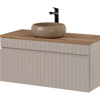 Set mobiler baie, dulap cu lavoar, 100 cm Wiki, Iconic Cashmere, Comad, MDF/PAL laminat, casmir mat a614 imagine