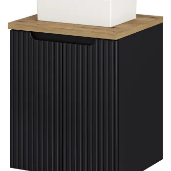 Set mobiler baie, dulap cu lavoar, 50 cm D Un Gaja, Nova Black Oak, Comad, MDF/PAL laminat, negru mat 2141 imagine