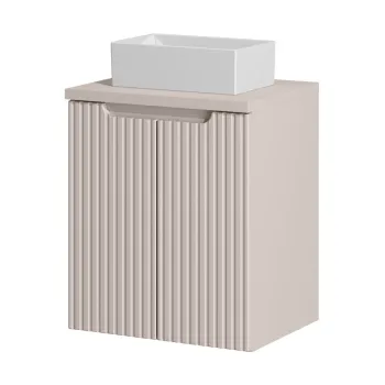 Set mobiler baie, dulap cu lavoar, 50 cm D Un Gaja, Nova Cashmere, Comad, MDF/PAL laminat, casmir mat f518 imagine