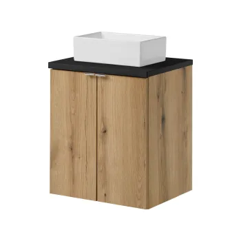 Set mobiler baie, dulap cu lavoar, 50 cm D Un Gaja, Nova Oak Black, Comad, MDF/PAL laminat, stejar coast evoke 2a59 imagine