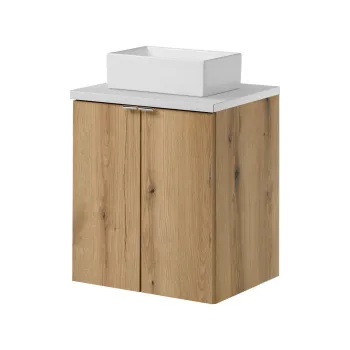 Set mobiler baie, dulap cu lavoar, 50 cm D Un Gaja, Nova Oak White, Comad, MDF/PAL laminat, stejar coast evoke c570 imagine