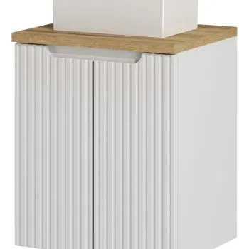 Set mobiler baie, dulap cu lavoar, 50 cm D Un Gaja, Nova White Oak, Comad, MDF/PAL laminat, alb mat 779c imagine