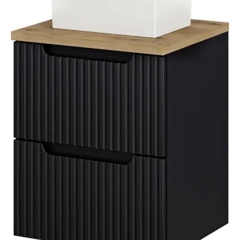 Set mobiler baie, dulap cu lavoar, 50 cm S Un Gaj, Nova Black Oak, Comad, MDF/PAL laminat, negru mat 5f1b imagine