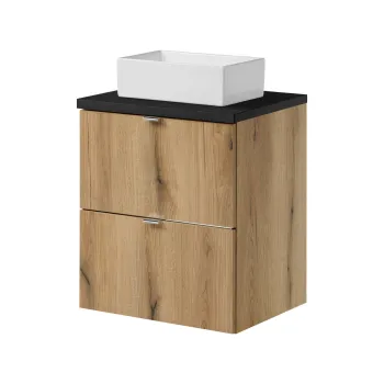 Set mobiler baie, dulap cu lavoar, 50 cm S Un Gaja, Nova Oak Black, Comad, MDF/PAL laminat, stejar coast evoke d2ee imagine