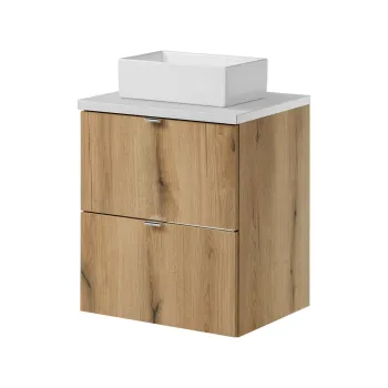 Set mobiler baie, dulap cu lavoar, 50 cm S Un Gaja, Nova Oak White, Comad, MDF/PAL laminat, stejar coast evoke 2e05 imagine