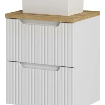 Set mobiler baie, dulap cu lavoar, 50 cm S Un Gaja, Nova White Oak, Comad, MDF/PAL laminat, alb mat 2974 imagine