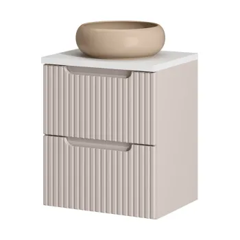 Set mobiler baie, dulap cu lavoar, 50 cm S Un Wik, Nova Cashmere White, Comad, MDF/PAL laminat, casmir mat 424a imagine