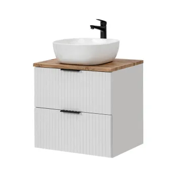 Set mobiler baie, dulap cu lavoar, 60 cm, Adel White, Comad, MDF/PAL laminat, alb mat 579b imagine