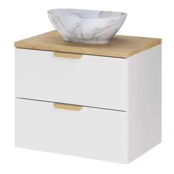 Set mobiler baie, dulap cu lavoar, 60 cm, Aster White Cremona, Comad, MDF/PAL laminat, alb mat c3f3 imagine