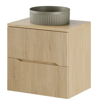 Set mobiler baie, dulap cu lavoar, 60 cm Beyond, Nordic Cremona, Comad, MDF/PAL laminat, stejar cremona f0ba imagine