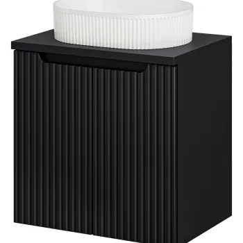 Set mobiler baie, dulap cu lavoar, 60 cm D Un Beyond, Nova Black, Comad, MDF/PAL laminat, negru mat 1b53 imagine