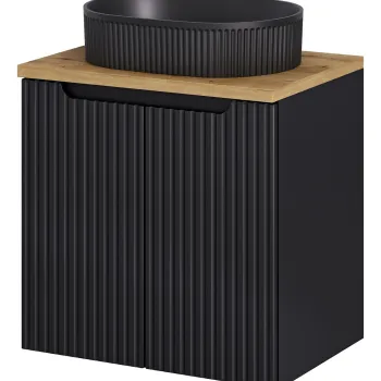 Set mobiler baie, dulap cu lavoar, 60 cm D Un Beyond, Nova Black Oak, Comad, MDF/PAL laminat, negru mat 3656 imagine