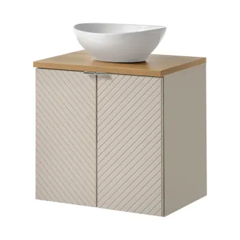 Set mobiler baie, dulap cu lavoar, 60 cm D Un Domi, Viva Cashmere Oak, Comad, MDF/PAL laminat, casmir mat 90af imagine