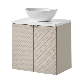 Set mobiler baie, dulap cu lavoar, 60 cm D Un Domi, Viva Cashmere White, Comad, MDF/PAL laminat, casmir mat 0aac imagine