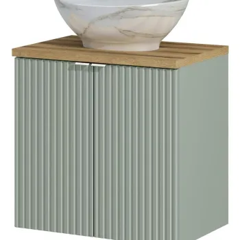 Set mobiler baie, dulap cu lavoar, 60 cm D Un Pati, Line Reed Green Oak, Comad, MDF/PAL laminat, verde reed 987c imagine