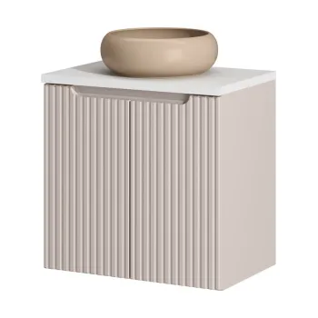 Set mobiler baie, dulap cu lavoar, 60 cm D Un Wik, Nova Cashmere White, Comad, MDF/PAL laminat, casmir mat 2de9 imagine