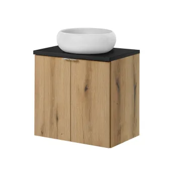 Set mobiler baie, dulap cu lavoar, 60 cm D Un Wik, Nova Oak Black, Comad, MDF/PAL laminat, stejar coast evoke 7938 imagine