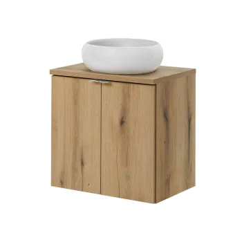 Set mobiler baie, dulap cu lavoar, 60 cm D Un Wik, Nova Oak, Comad, PAL laminat, stejar coast evoke 9ab1 imagine