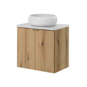 Set mobiler baie, dulap cu lavoar, 60 cm D Un Wik, Nova Oak White, Comad, MDF/PAL laminat, stejar coast evoke 3800 imagine