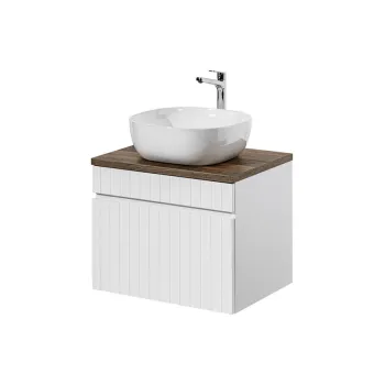 Set mobiler baie, dulap cu lavoar, 60 cm, Iconic White, Comad, MDF/PAL laminat, alb/stejar santa fe vintage 9ff3 imagine