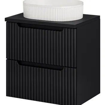 Set mobiler baie, dulap cu lavoar, 60 cm S Un Beyond, Nova Black, Comad, MDF/PAL laminat, negru mat 3a9f imagine