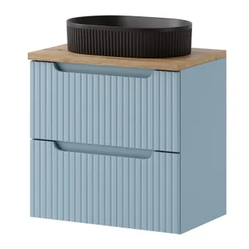 Set mobiler baie, dulap cu lavoar, 60 cm S Un Beyond, Nova Denim Oak, Comad, MDF/PAL laminat, denim 018c imagine