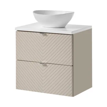 Set mobiler baie, dulap cu lavoar, 60 cm S Un Lola, Viva Cashmere White, Comad, MDF/PAL laminat, casmir mat 88d8 imagine