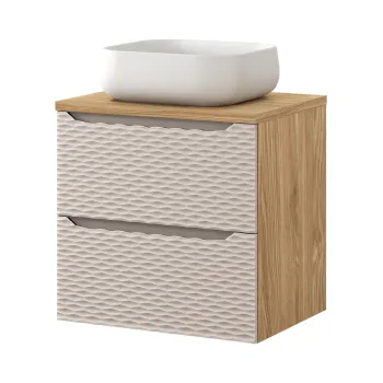 Set mobiler baie, dulap cu lavoar, 60 cm S Un Nika, Ocean Beige, Comad, MDF/PAL laminat, stejar a178 imagine