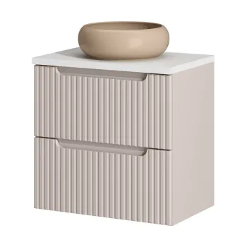 Set mobiler baie, dulap cu lavoar, 60 cm S Un Wik, Nova Cashmere White, Comad, MDF/PAL laminat, casmir mat 236c imagine