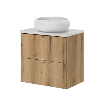 Set mobiler baie, dulap cu lavoar, 60 cm S Un Wik, Nova Oak White, Comad, MDF/PAL laminat, stejar coast evoke 6887 imagine