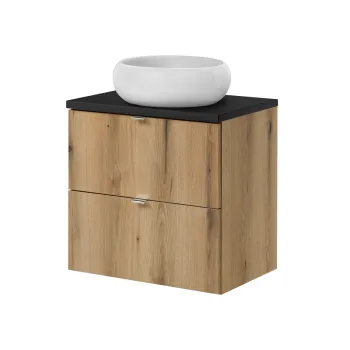 Set mobiler baie, dulap cu lavoar, 60 cm S Un Wiki, Nova Oak Black, Comad, MDF/PAL laminat, stejar coast evoke 8cab imagine