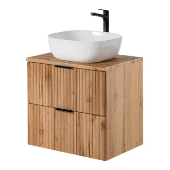 Set mobiler baie, dulap cu lavoar, 60 cm Smile, Adel Oak, Comad, MDF/PAL laminat, stejar wotan bc06 imagine