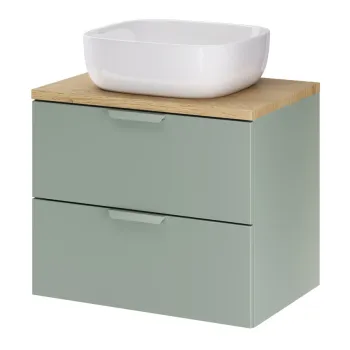 Set mobiler baie, dulap cu lavoar, 60 cm Smile, Aster Green Cremona, Comad, MDF/PAL laminat, verde mat d0ff imagine