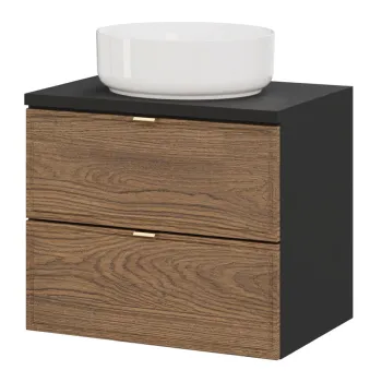 Set mobiler baie, dulap cu lavoar, 60 cm, Talia Casella Black, Comad, MDF/PAL laminat, stejar casella/negru mat 20c8 imagine