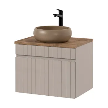 Set mobiler baie, dulap cu lavoar, 60 cm Wiki, Iconic Cashmere, Comad, MDF/PAL laminat, casmir mat 4311 imagine