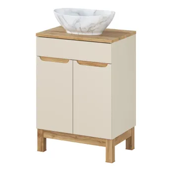Set mobiler baie, dulap cu lavoar, 60 cm Wotan Pati, Bali Cashmere, Comad, MDF/PAL laminat, casmir mat 6856 imagine