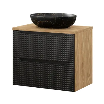 Set mobiler baie, dulap cu lavoar, 70 cm, Luxor Black, Comad, MDF/PAL laminat, negru mat/stejar 7c99 imagine