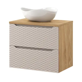 Set mobiler baie, dulap cu lavoar, 70 cm S Un Cloud, Ocean Beige, Comad, MDF/PAL laminat, stejar ce85 imagine