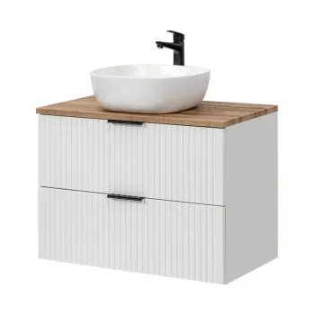 Set mobiler baie, dulap cu lavoar, 80 cm, Adel White, Comad, MDF/PAL laminat, alb mat 1025 imagine