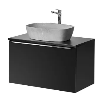 Set mobiler baie, dulap cu lavoar, 80 cm Anna, Santa Fe Black, Comad, MDF/PAL laminat, negru mat d470 imagine