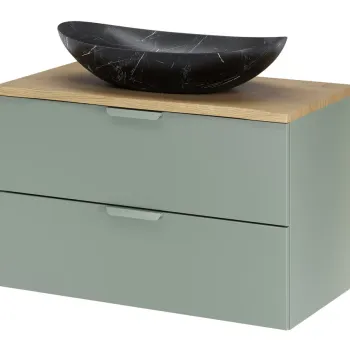 Set mobiler baie, dulap cu lavoar, 80 cm, Aster Green Cremona, Comad, MDF/PAL laminat, verde mat 48ef imagine