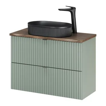 Set mobiler baie, dulap cu lavoar, 80 cm Beyond, Line Reed Green, Comad, MDF/PAL laminat, verde reed 8c56 imagine
