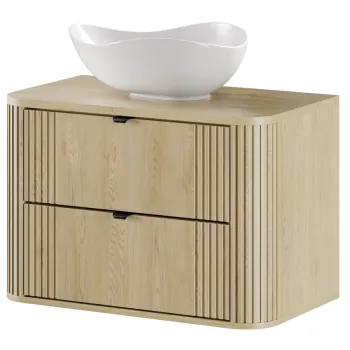 Set mobiler baie, dulap cu lavoar, 80 cm Cloud, Ovalia Cremona, Comad, MDF/PAL laminat, stejar cremona 7d0d imagine