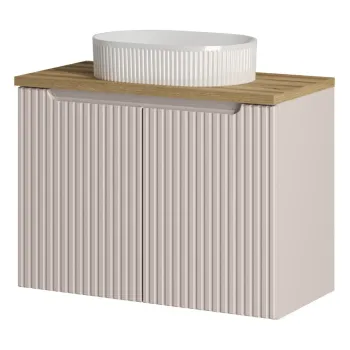Set mobiler baie, dulap cu lavoar, 80 cm D Un Beyond, Nova Cashmere Oak, Comad, MDF/PAL laminat, casmir mat 1366 imagine