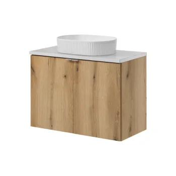 Set mobiler baie, dulap cu lavoar, 80 cm D Un Beyond, Nova Oak White, Comad, MDF/PAL laminat, stejar coast evoke 7b8f imagine