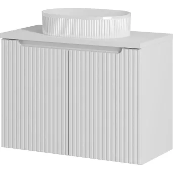 Set mobiler baie, dulap cu lavoar, 80 cm D Un Beyond, Nova White, Comad, MDF/PAL laminat, alb mat 7d14 imagine
