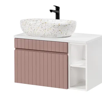 Set mobiler baie, dulap cu lavoar, 80 cm, Iconic Rose, Comad, MDF/PAL laminat, alb 87e8 imagine