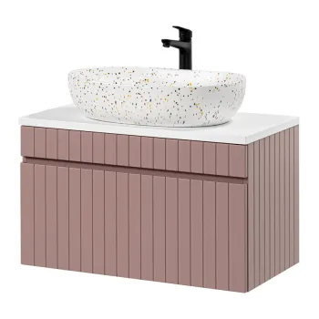 Set mobiler baie, dulap cu lavoar, 80 cm, Iconic Rose, Comad, MDF, roz antic 755d imagine